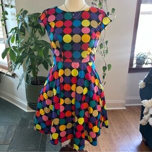 Retro Colorful Polka Dot Midi Dress
